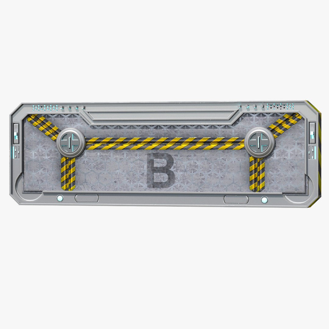 Sci-fi Gate B 3D Model – Low Poly Game Asset, FBX, PBR - View 4