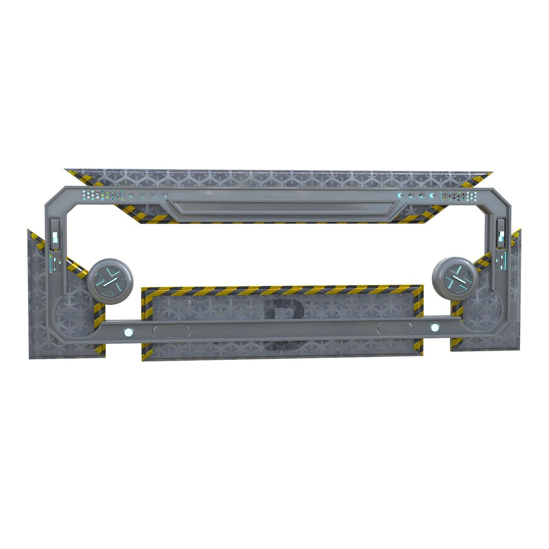 Sci-fi Gate B 3D Model – Low Poly Game Asset, FBX, PBR - View 5