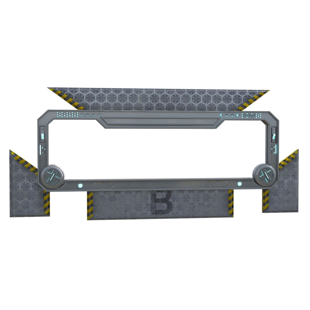 Sci-fi Gate B 3D Model – Low Poly Game Asset, FBX, PBR - View 6