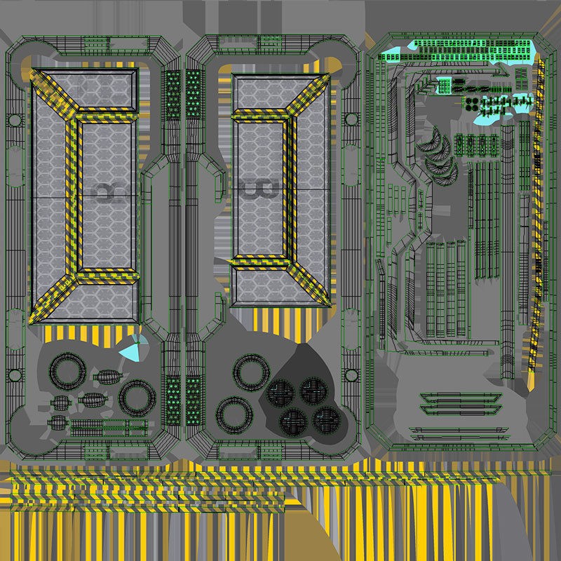 Sci-fi Gate B 3D Model – Low Poly Game Asset, FBX, PBR - View 7