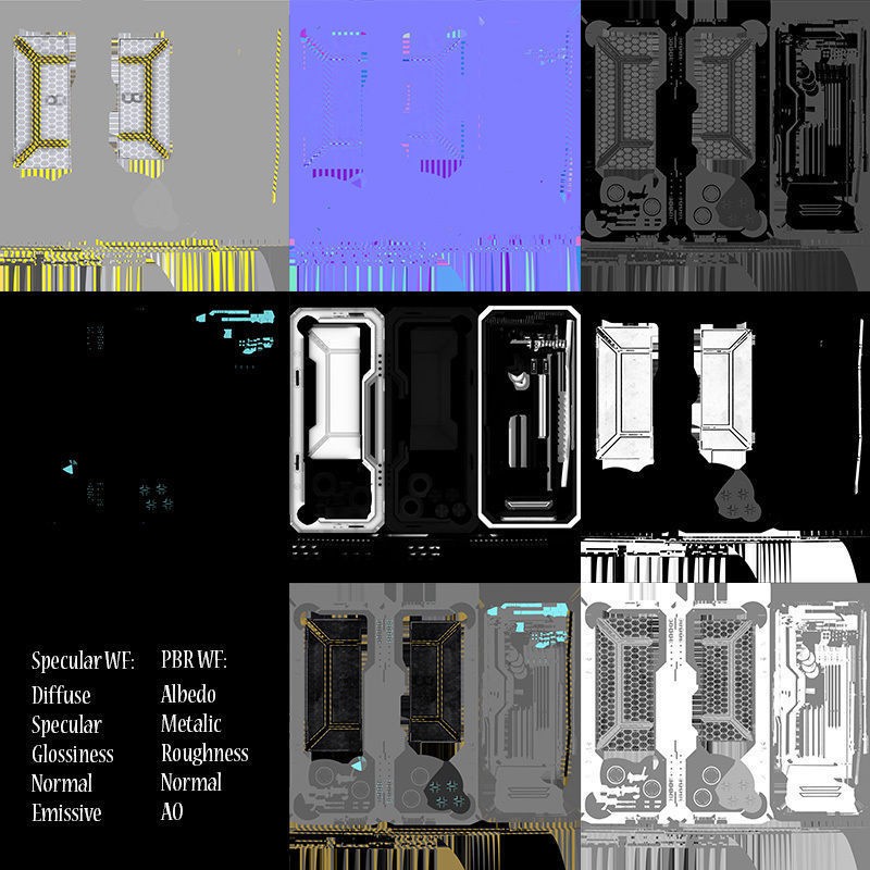 Sci-fi Gate B 3D Model – Low Poly Game Asset, FBX, PBR - View 9