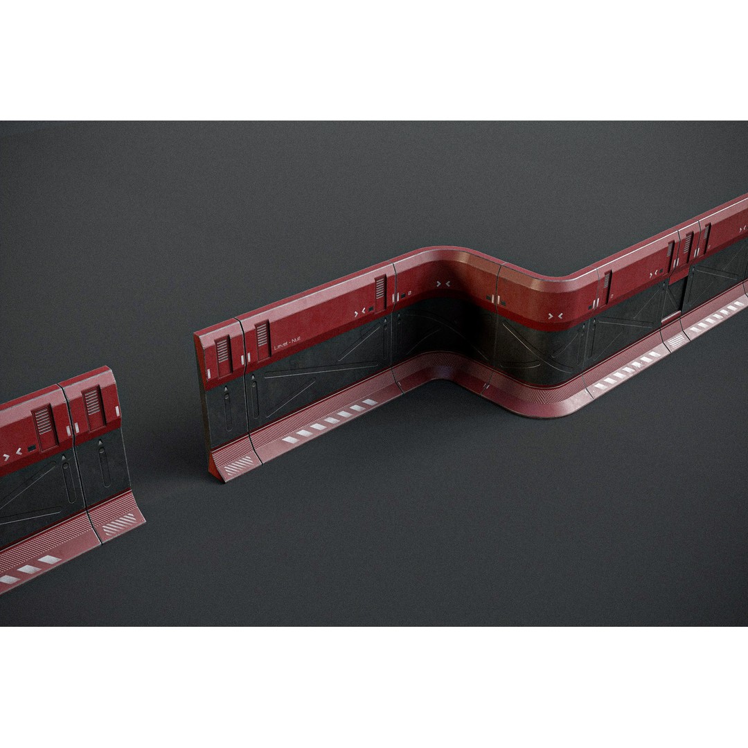 Sci-fi Modular Wall Kit 3D Model – Low Poly PBR Game Asset, FBX - View 10