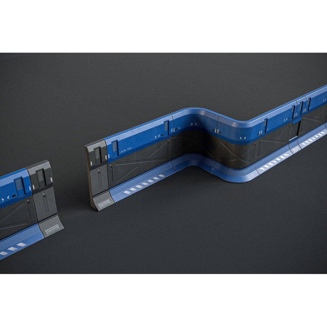 Sci-fi Modular Wall Kit 3D Model – Low Poly PBR Game Asset, FBX - View 11