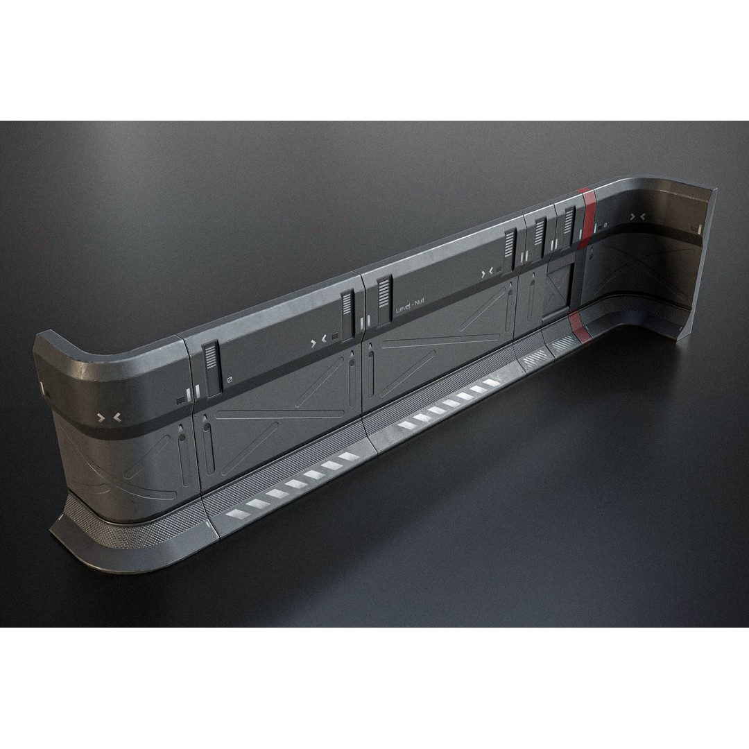 Sci-fi Modular Wall Kit 3D Model – Low Poly PBR Game Asset, FBX - View 12