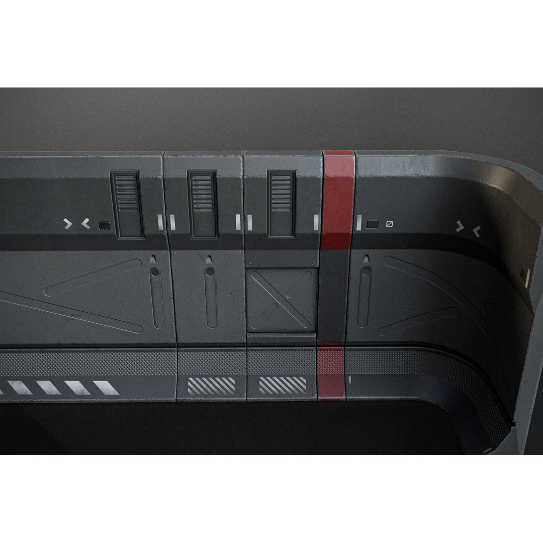 Sci-fi Modular Wall Kit 3D Model – Low Poly PBR Game Asset, FBX - View 13