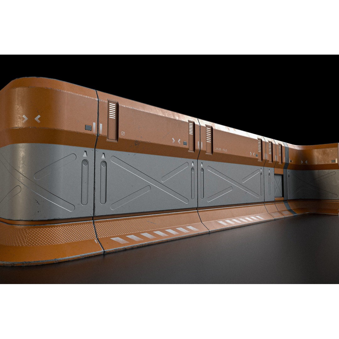 Sci-fi Modular Wall Kit 3D Model – Low Poly PBR Game Asset, FBX - View 5