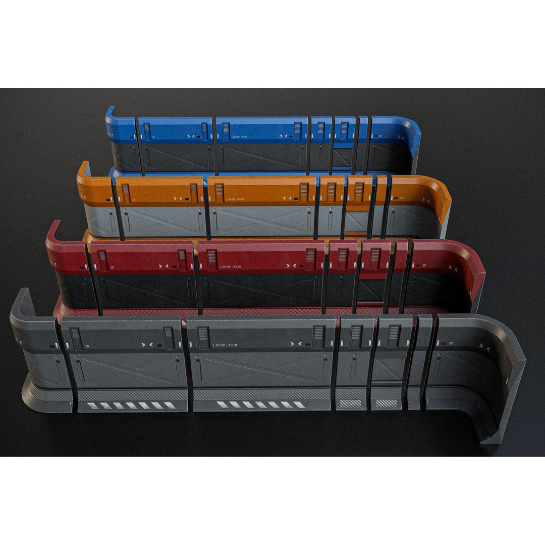 Sci-fi Modular Wall Kit 3D Model – Low Poly PBR Game Asset, FBX - View 6