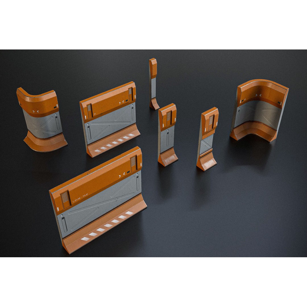 Sci-fi Modular Wall Kit 3D Model – Low Poly PBR Game Asset, FBX - View 8