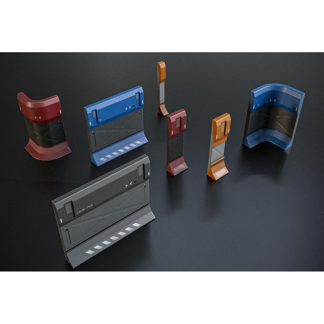 Sci-fi Modular Wall Kit 3D Model – Low Poly PBR Game Asset, FBX - View 9