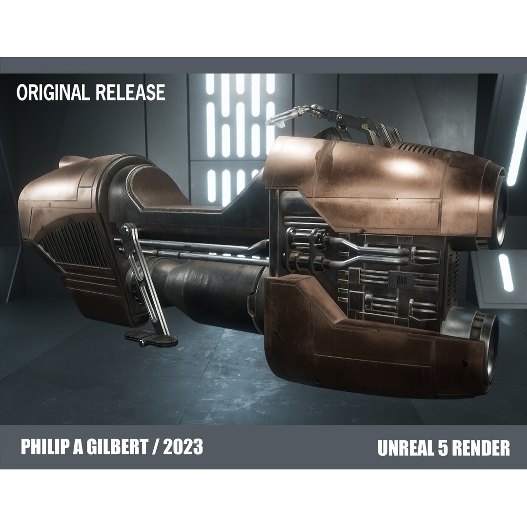 Luthen Style Speeder 3D Model – Low Poly PBR Vehicle, FBX