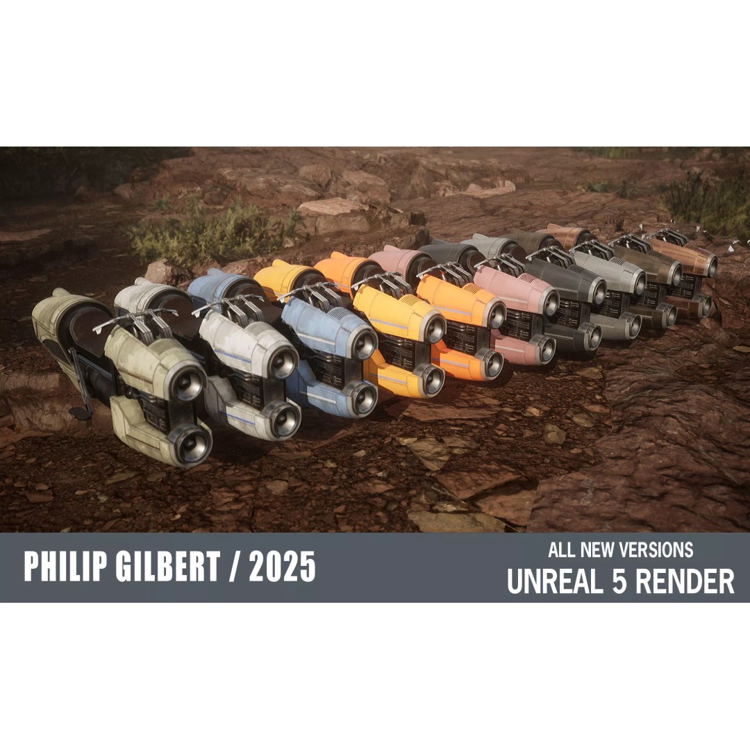 Luthen Style Speeder 3D Model – Low Poly PBR Vehicle, FBX - View 2