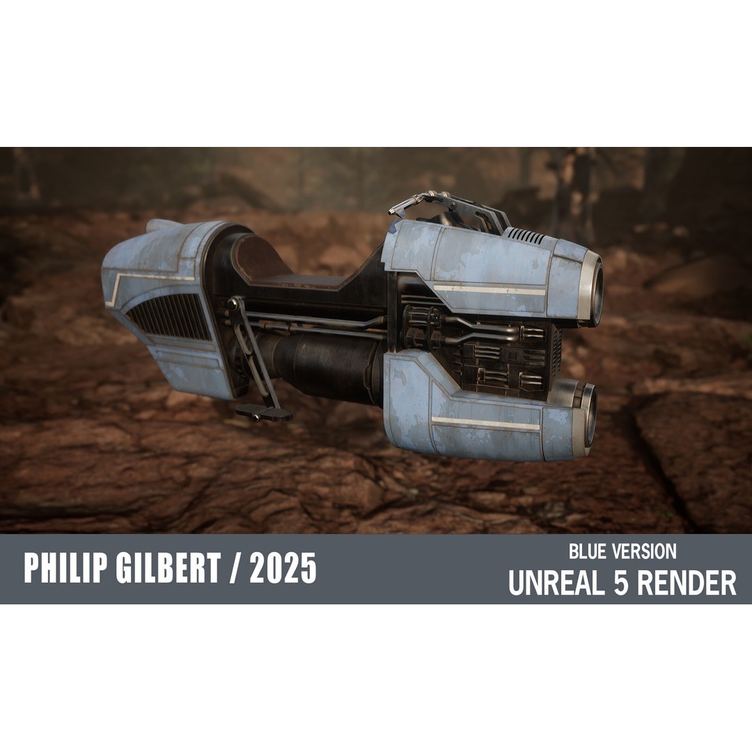 Luthen Style Speeder 3D Model – Low Poly PBR Vehicle, FBX - View 22