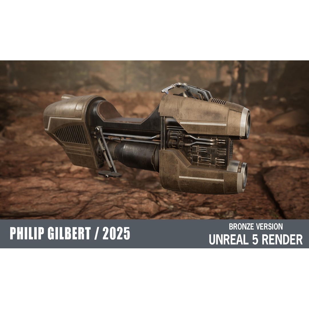 Luthen Style Speeder 3D Model – Low Poly PBR Vehicle, FBX - View 24