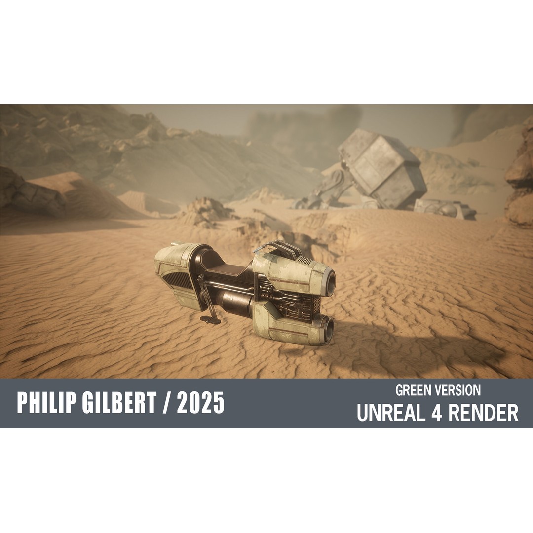 Luthen Style Speeder 3D Model – Low Poly PBR Vehicle, FBX - View 25