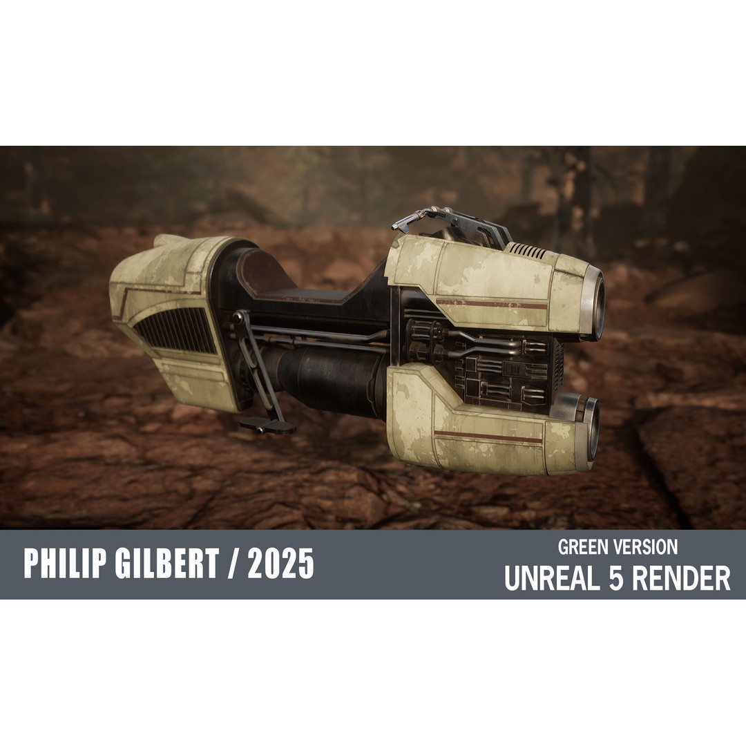 Luthen Style Speeder 3D Model – Low Poly PBR Vehicle, FBX - View 26