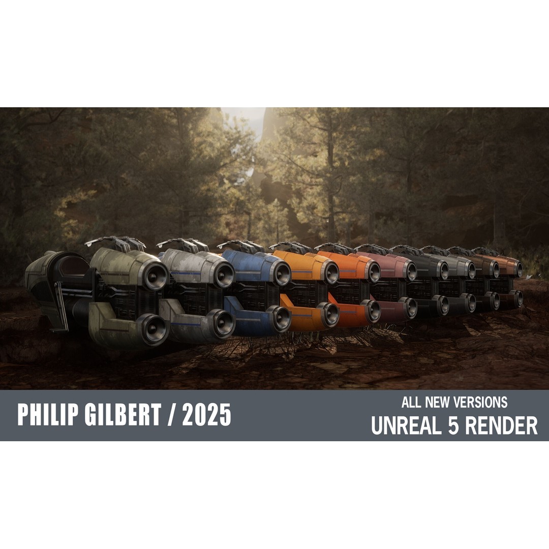 Luthen Style Speeder 3D Model – Low Poly PBR Vehicle, FBX - View 3