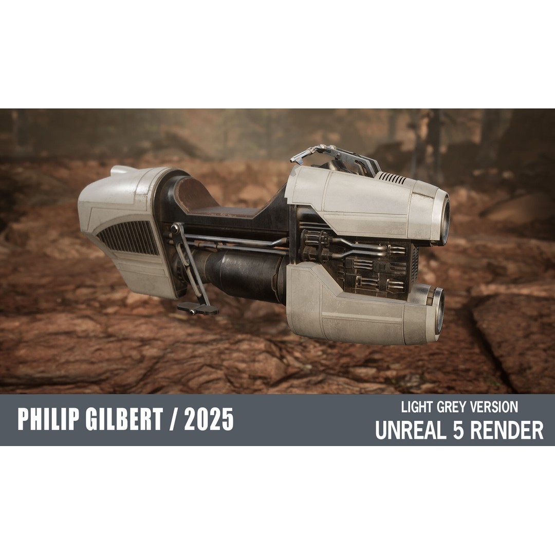 Luthen Style Speeder 3D Model – Low Poly PBR Vehicle, FBX - View 32