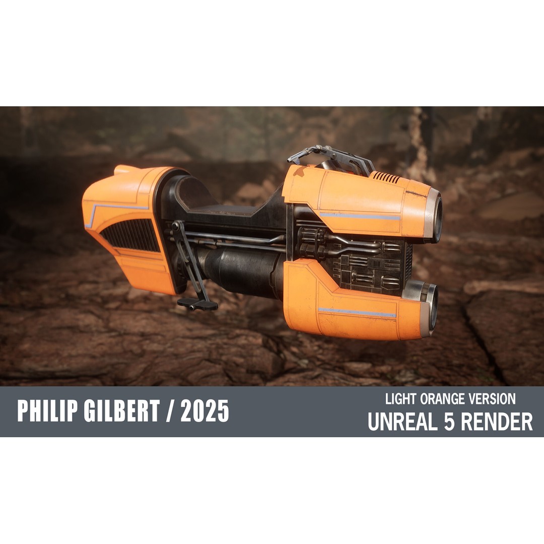 Luthen Style Speeder 3D Model – Low Poly PBR Vehicle, FBX - View 34