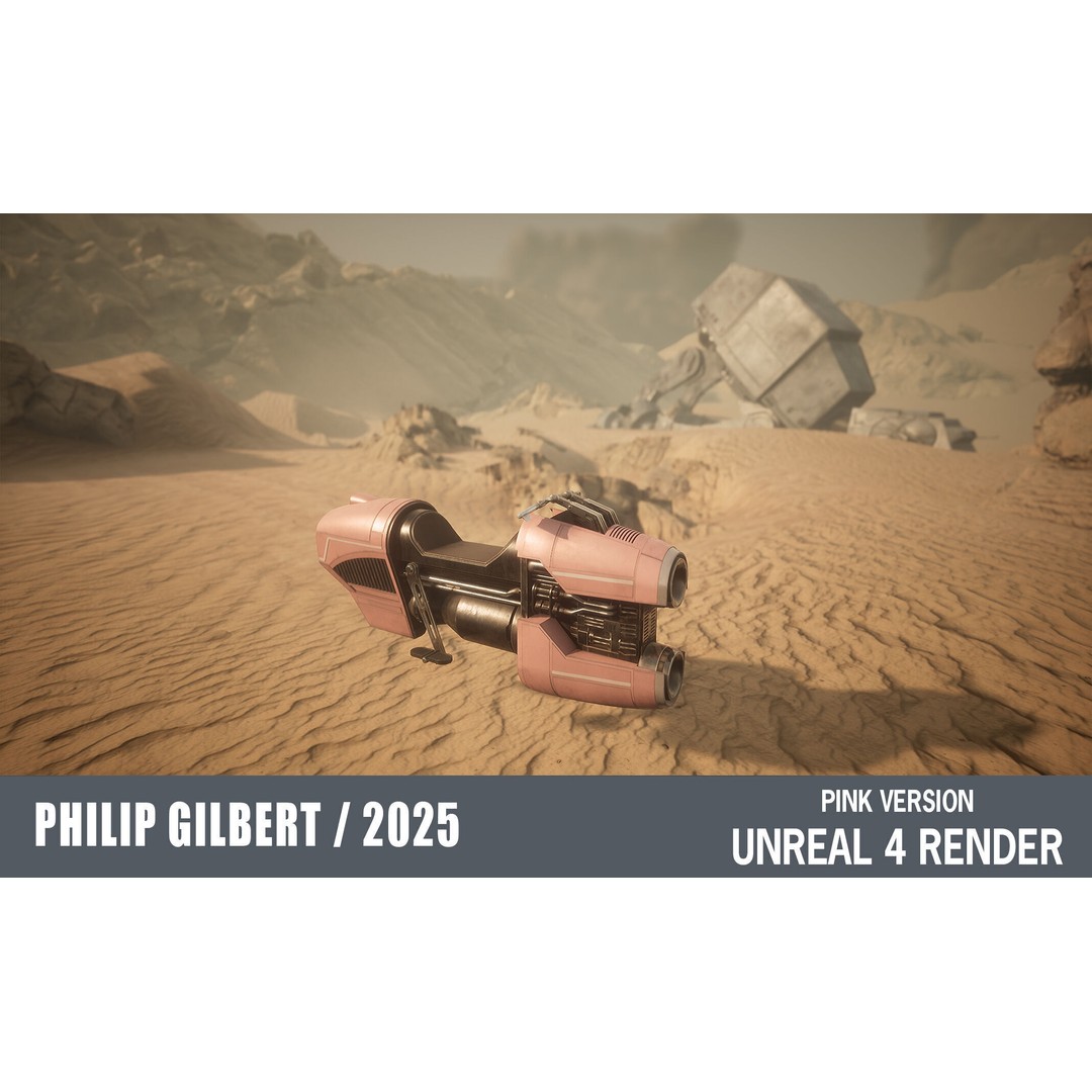 Luthen Style Speeder 3D Model – Low Poly PBR Vehicle, FBX - View 35