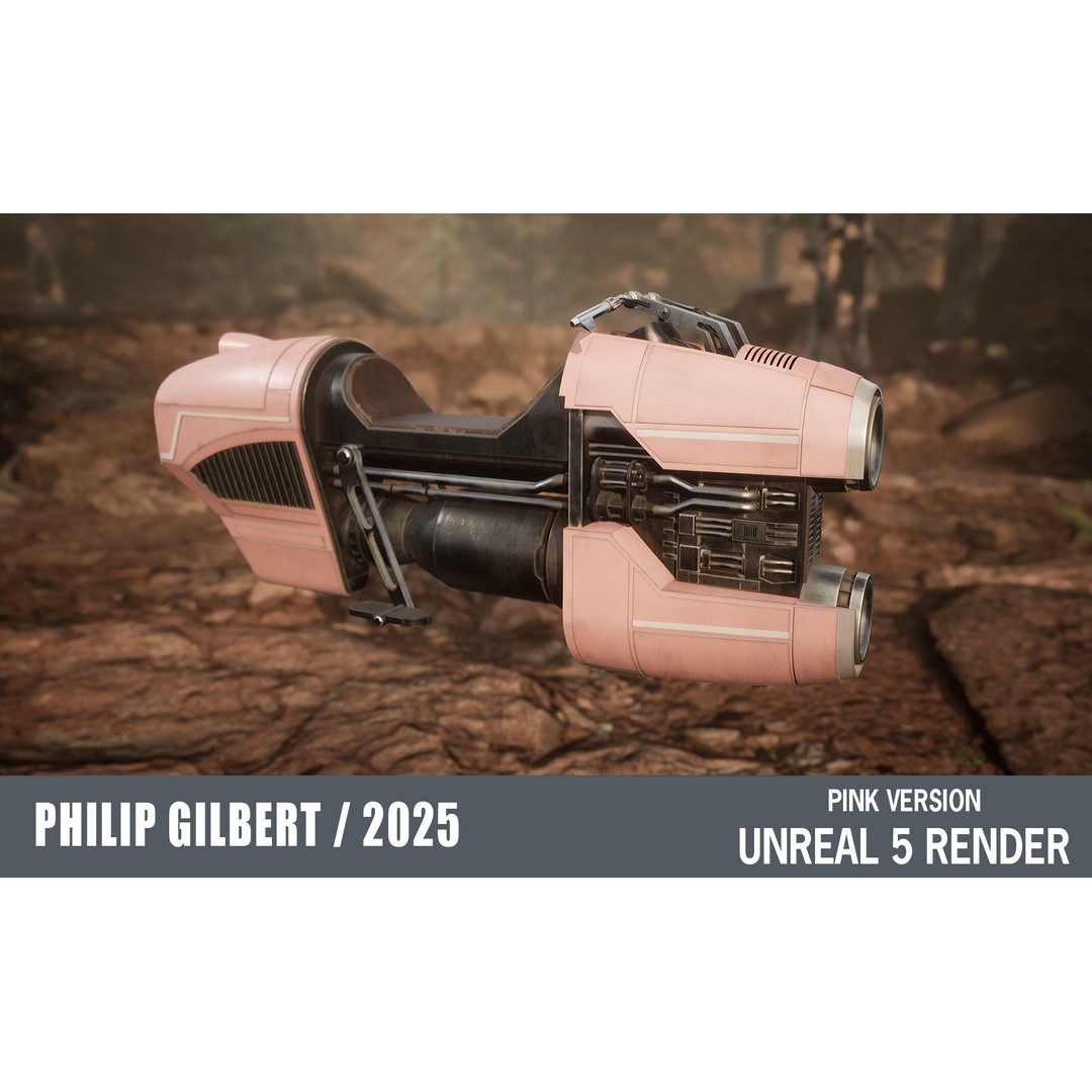 Luthen Style Speeder 3D Model – Low Poly PBR Vehicle, FBX - View 36