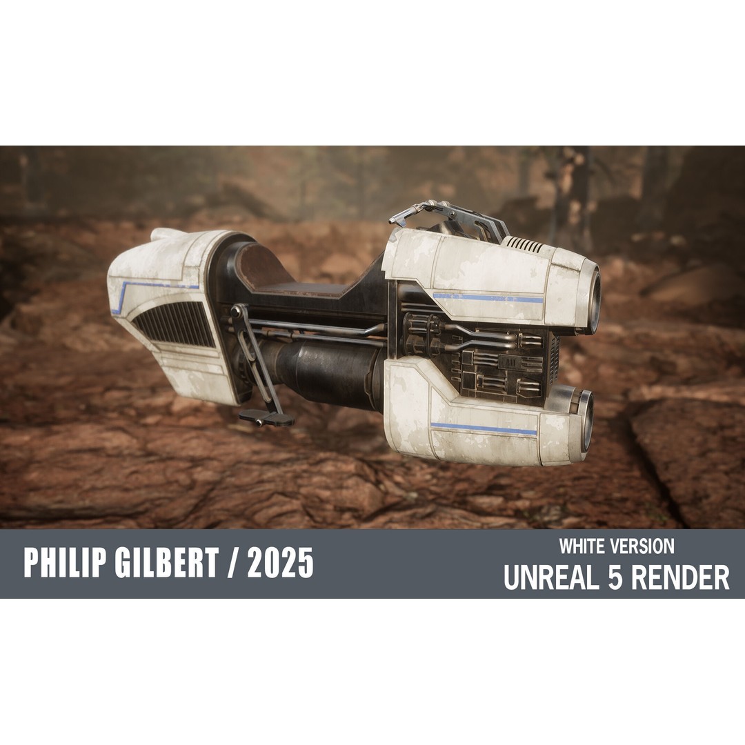 Luthen Style Speeder 3D Model – Low Poly PBR Vehicle, FBX - View 38