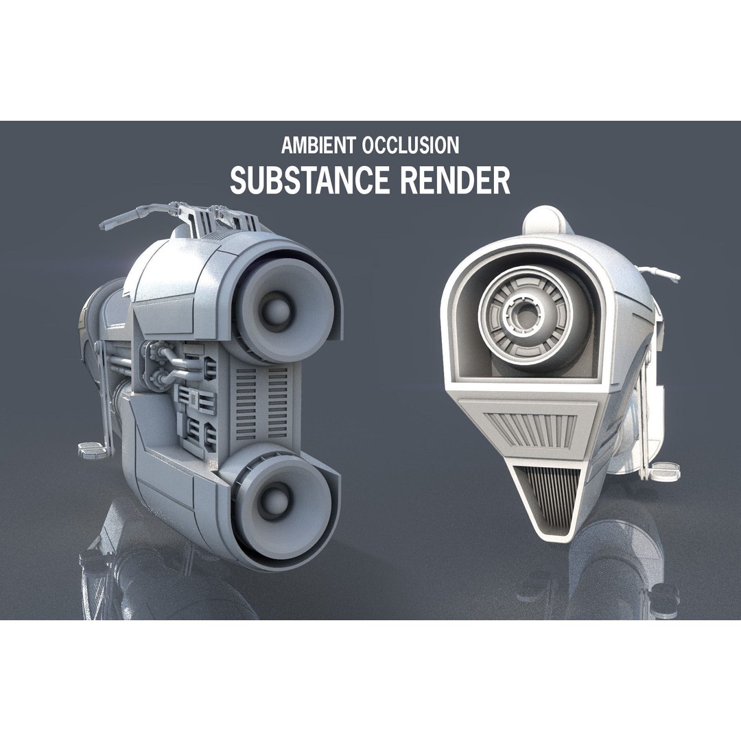 Luthen Style Speeder 3D Model – Low Poly PBR Vehicle, FBX - View 4