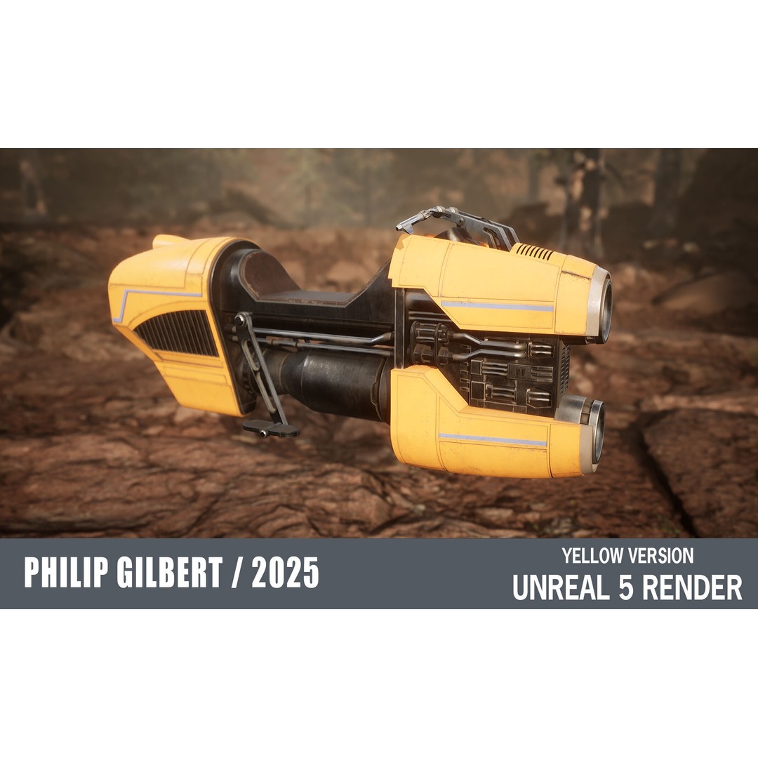 Luthen Style Speeder 3D Model – Low Poly PBR Vehicle, FBX - View 40