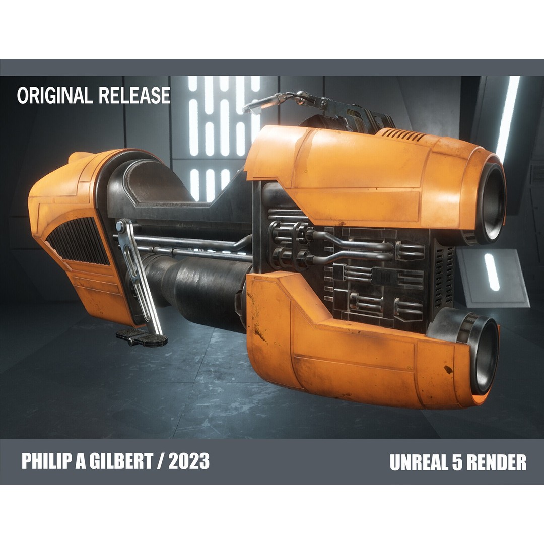 Luthen Style Speeder 3D Model – Low Poly PBR Vehicle, FBX - View 42