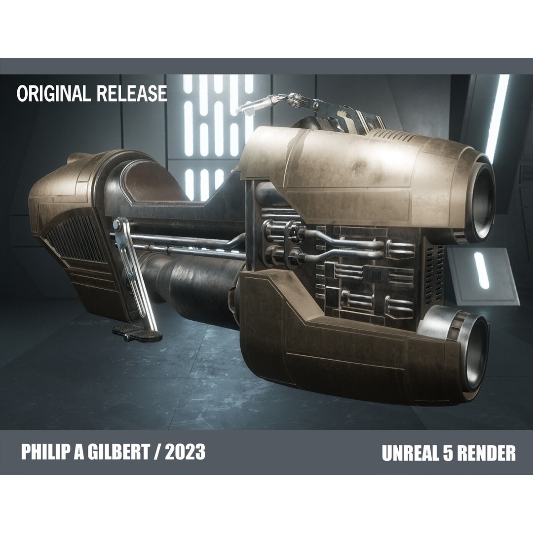 Luthen Style Speeder 3D Model – Low Poly PBR Vehicle, FBX - View 43