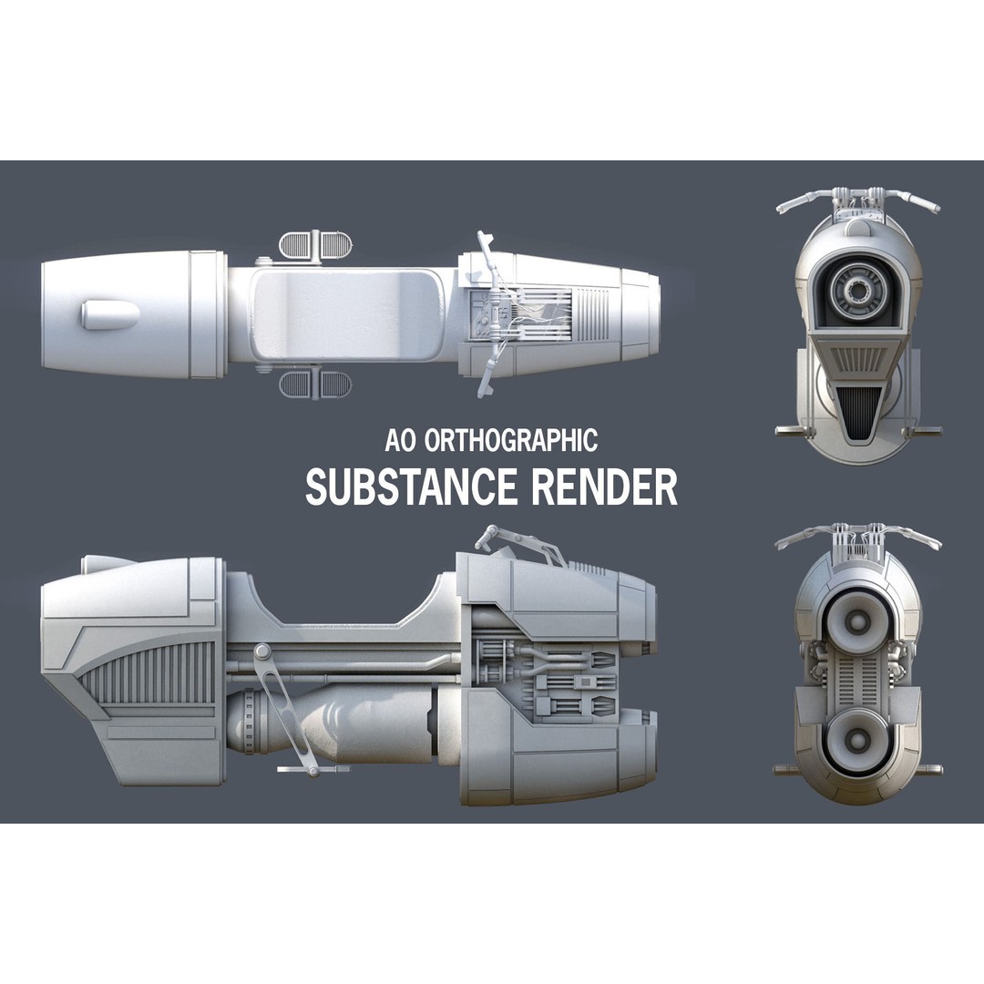 Luthen Style Speeder 3D Model – Low Poly PBR Vehicle, FBX - View 5