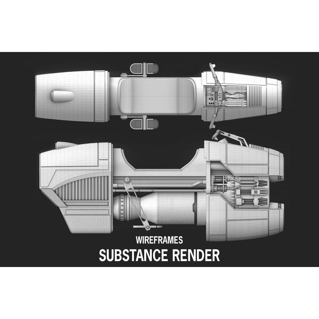 Luthen Style Speeder 3D Model – Low Poly PBR Vehicle, FBX - View 6