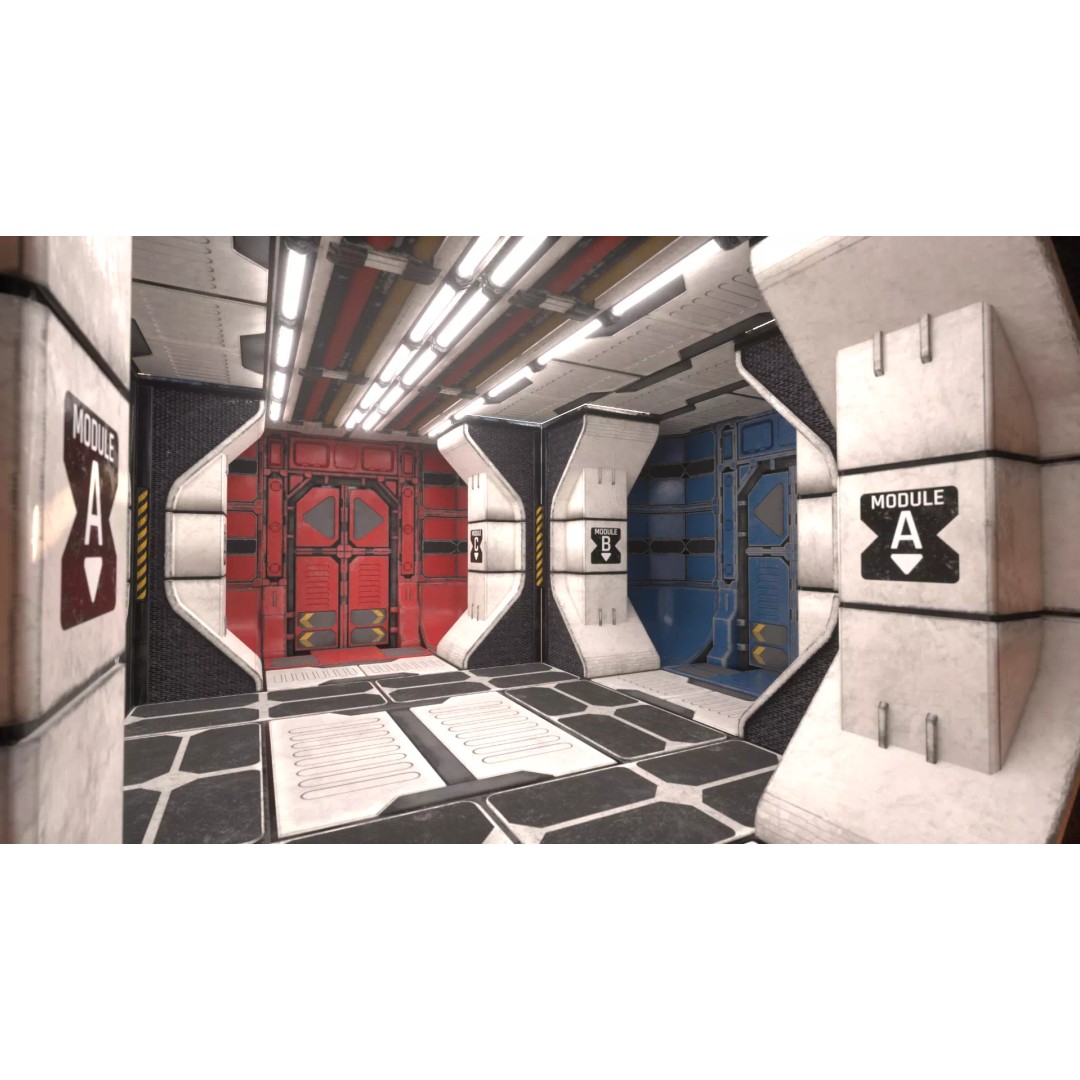 Modular Sci-Fi Industrial Corridor 3D Model – Low Poly Game Asset, FBX - View 10