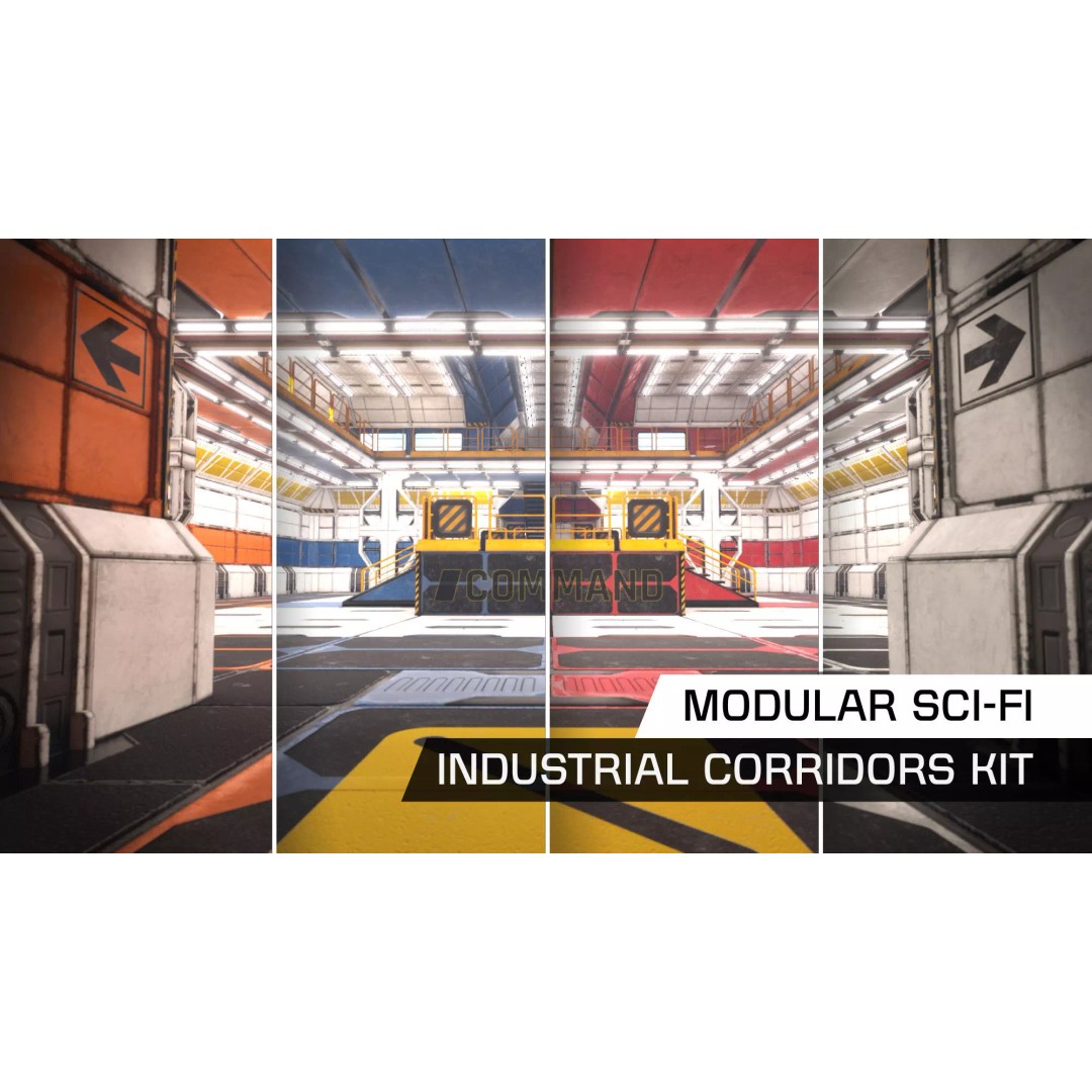 Modular Sci-Fi Industrial Corridor 3D Model – Low Poly Game Asset, FBX - View 2