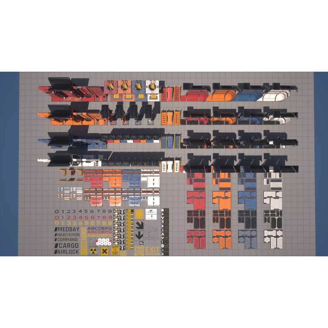 Modular Sci-Fi Industrial Corridor 3D Model – Low Poly Game Asset, FBX - View 3