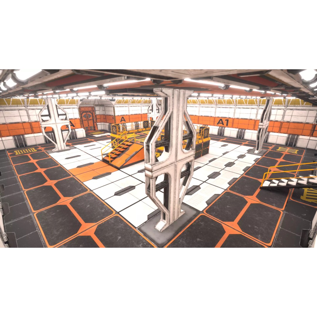 Modular Sci-Fi Industrial Corridor 3D Model – Low Poly Game Asset, FBX - View 36