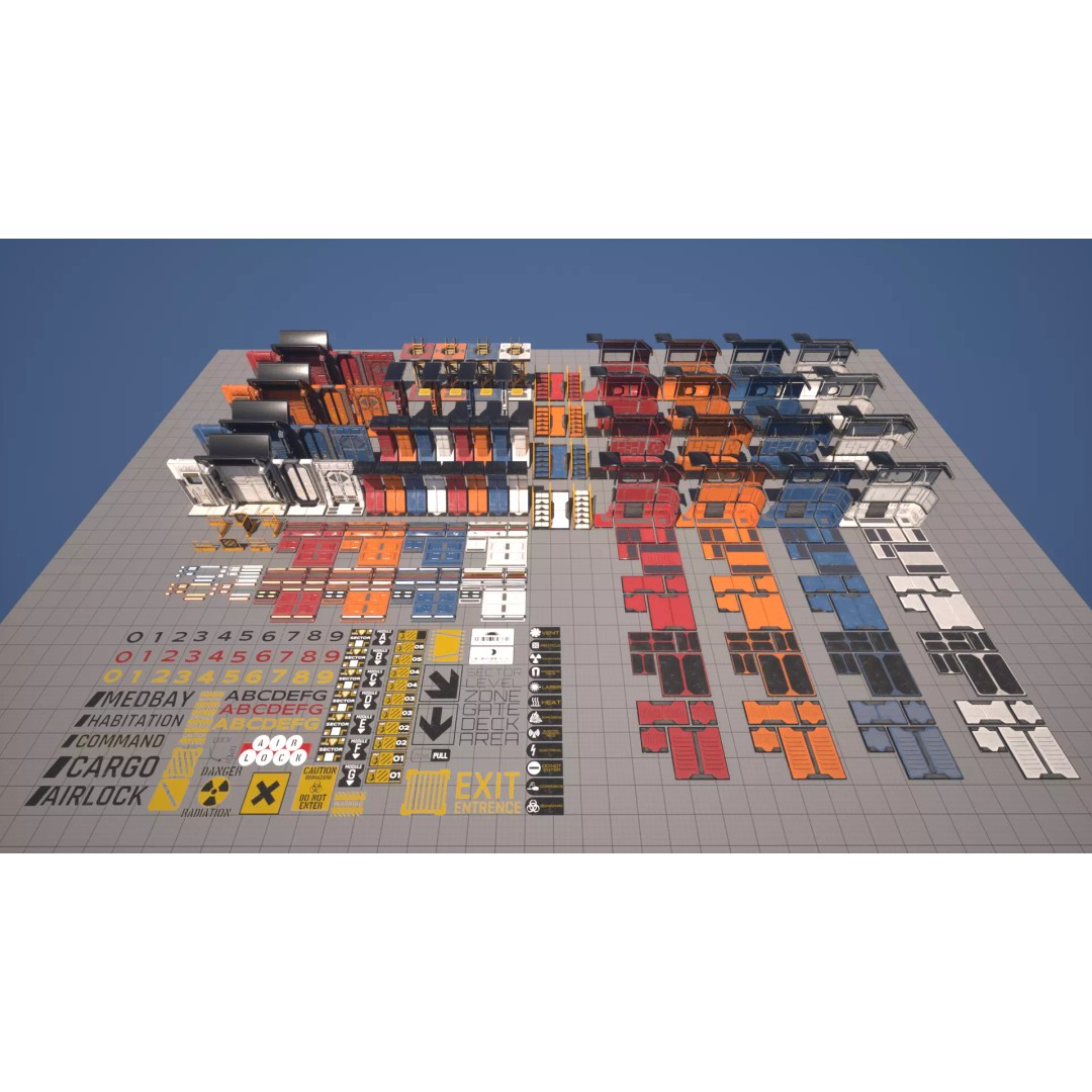 Modular Sci-Fi Industrial Corridor 3D Model – Low Poly Game Asset, FBX - View 4