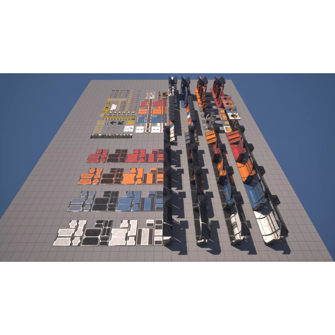 Modular Sci-Fi Industrial Corridor 3D Model – Low Poly Game Asset, FBX - View 41