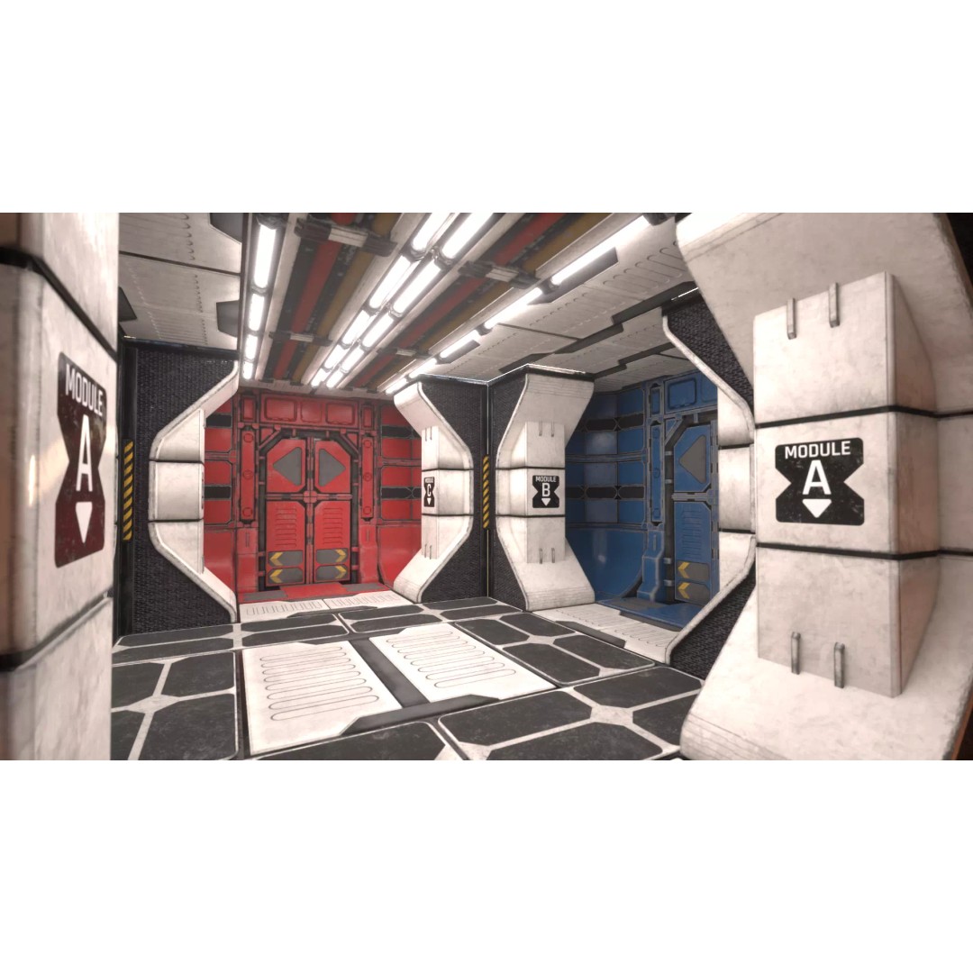 Modular Sci-Fi Industrial Corridor 3D Model – Low Poly Game Asset, FBX - View 9