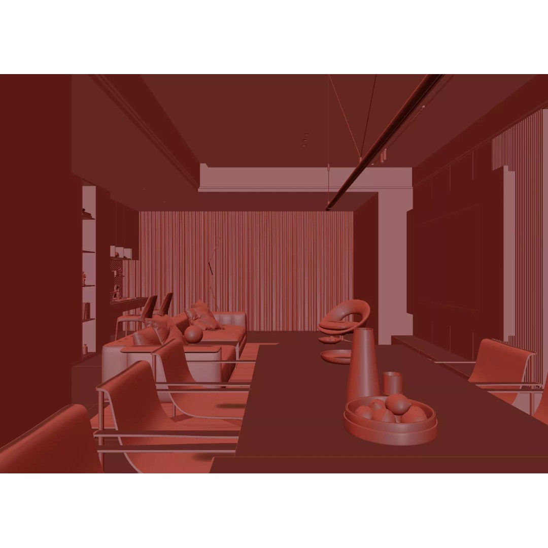 Luxury Living Space 3D Model – Modern Interior with Home Office, FBX - View 26