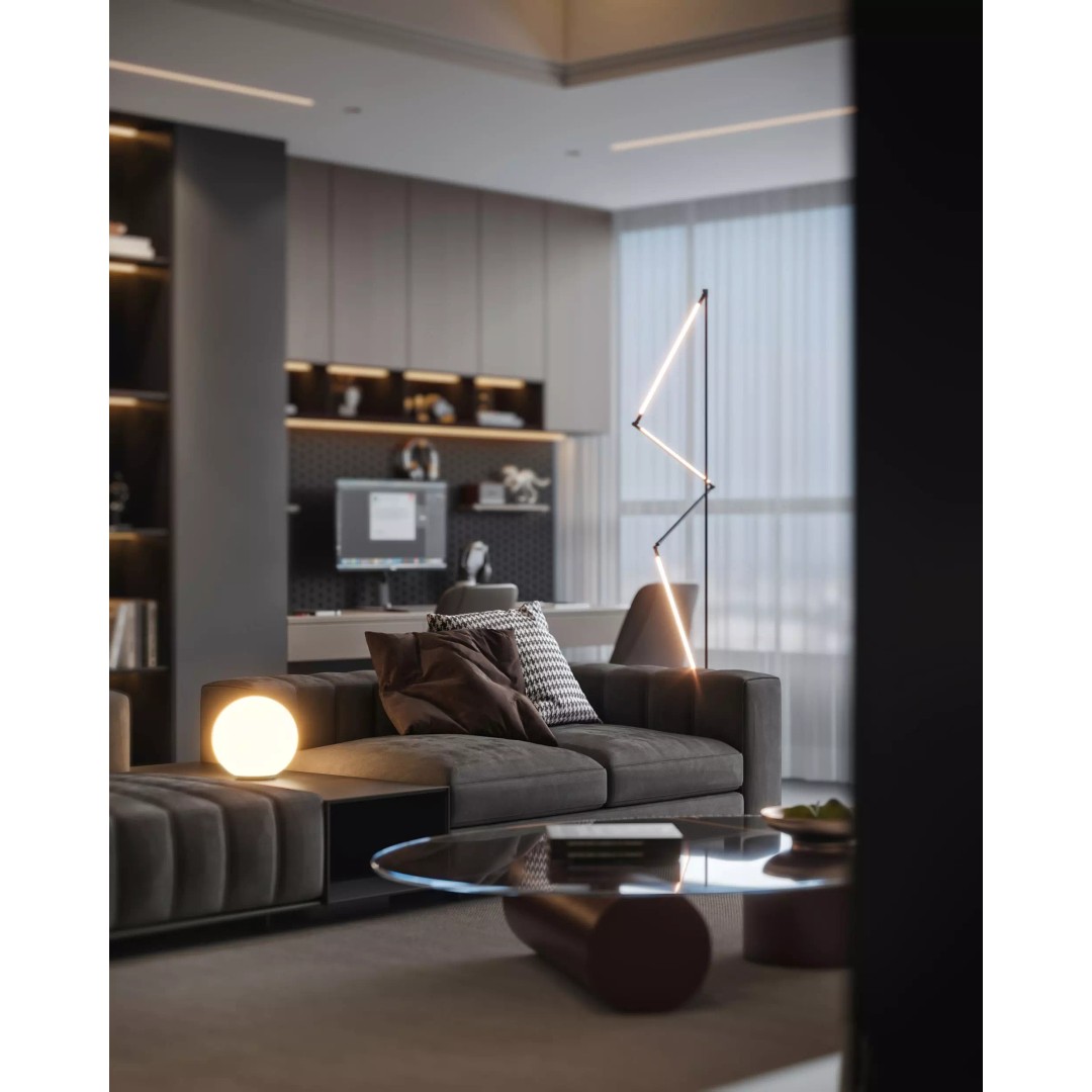 Luxury Living Space 3D Model – Modern Interior with Home Office, FBX - View 6