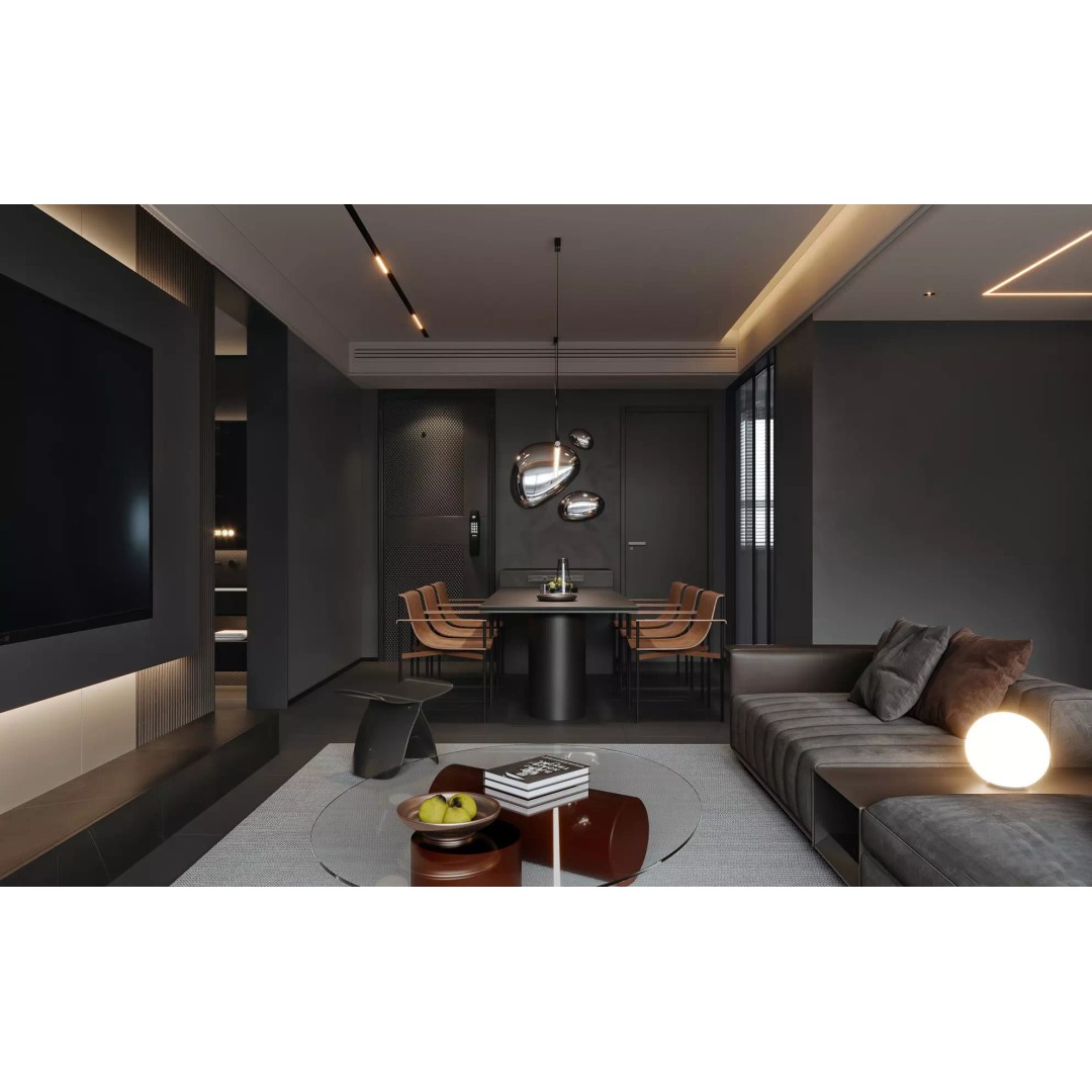 Luxury Living Space 3D Model – Modern Interior with Home Office, FBX - View 9
