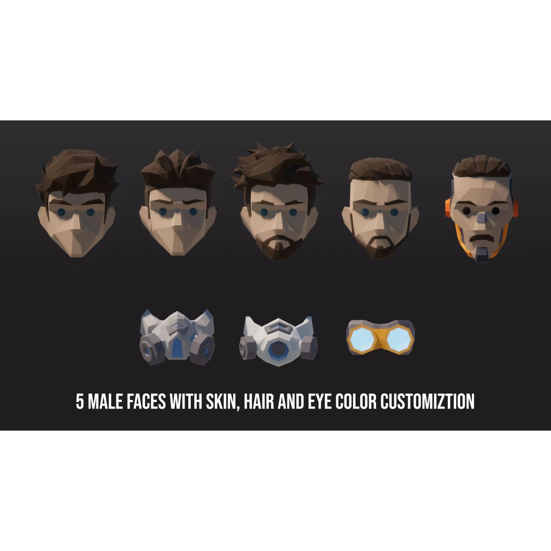 Low Poly Sci-Fi Characters 3D Model – Modular Game Asset, FBX