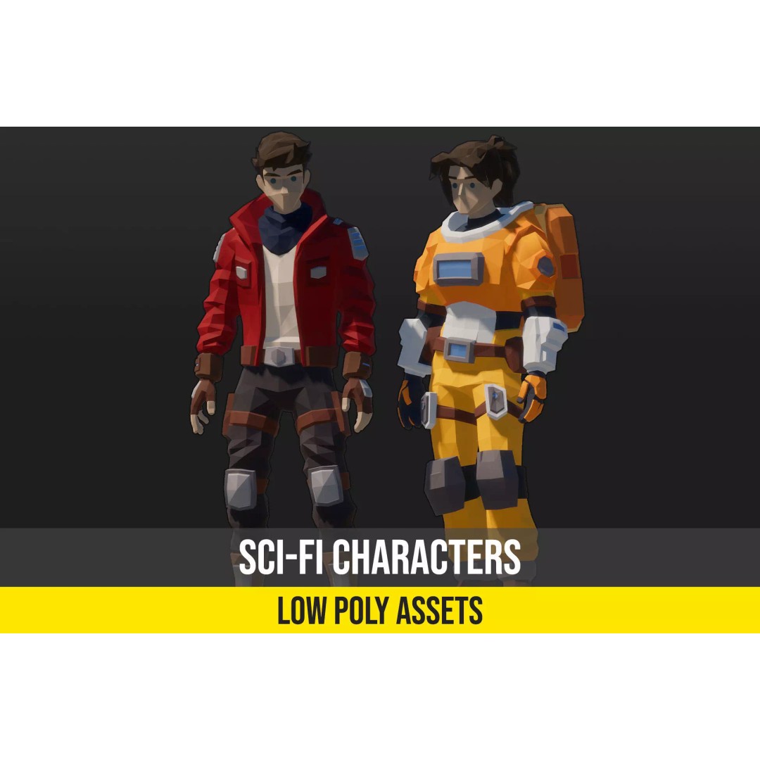 Low Poly Sci-Fi Characters 3D Model – Modular Game Asset, FBX - View 2