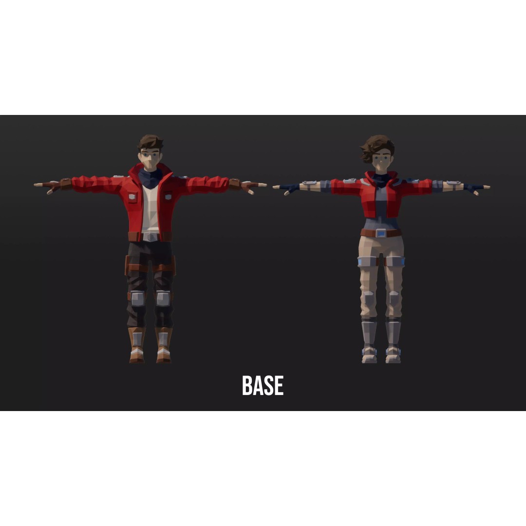 Low Poly Sci-Fi Characters 3D Model – Modular Game Asset, FBX - View 3