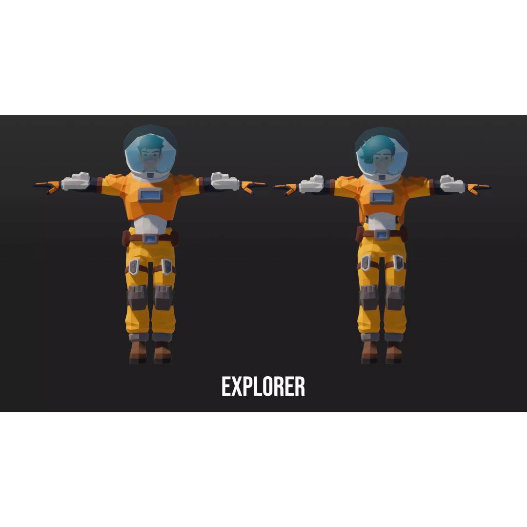 Low Poly Sci-Fi Characters 3D Model – Modular Game Asset, FBX - View 5