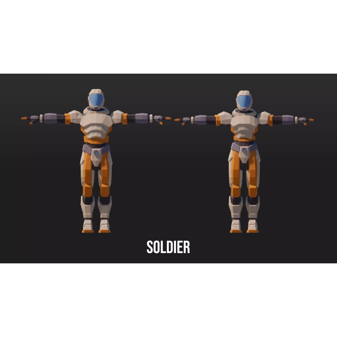 Low Poly Sci-Fi Characters 3D Model – Modular Game Asset, FBX - View 6