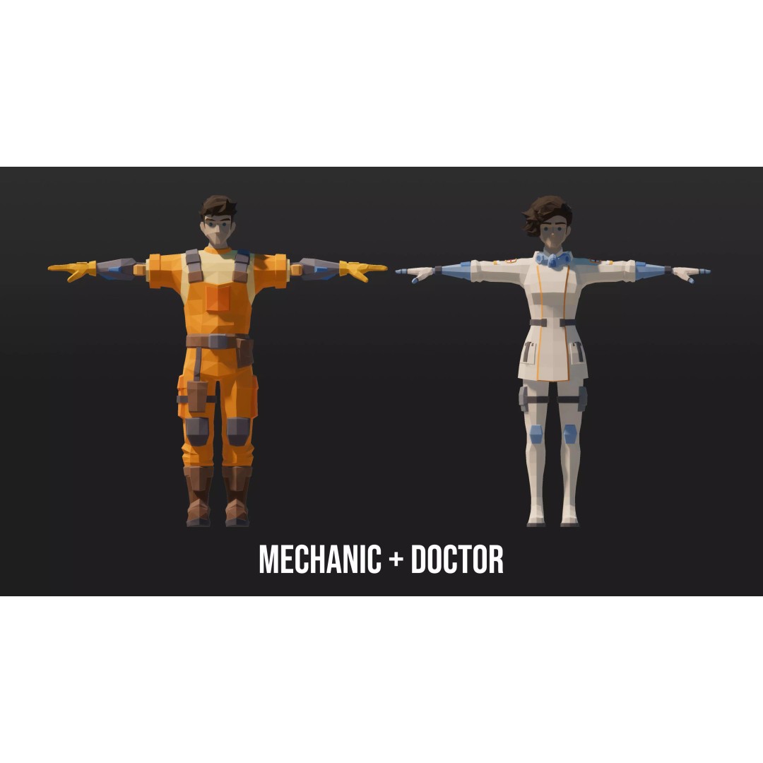 Low Poly Sci-Fi Characters 3D Model – Modular Game Asset, FBX - View 7