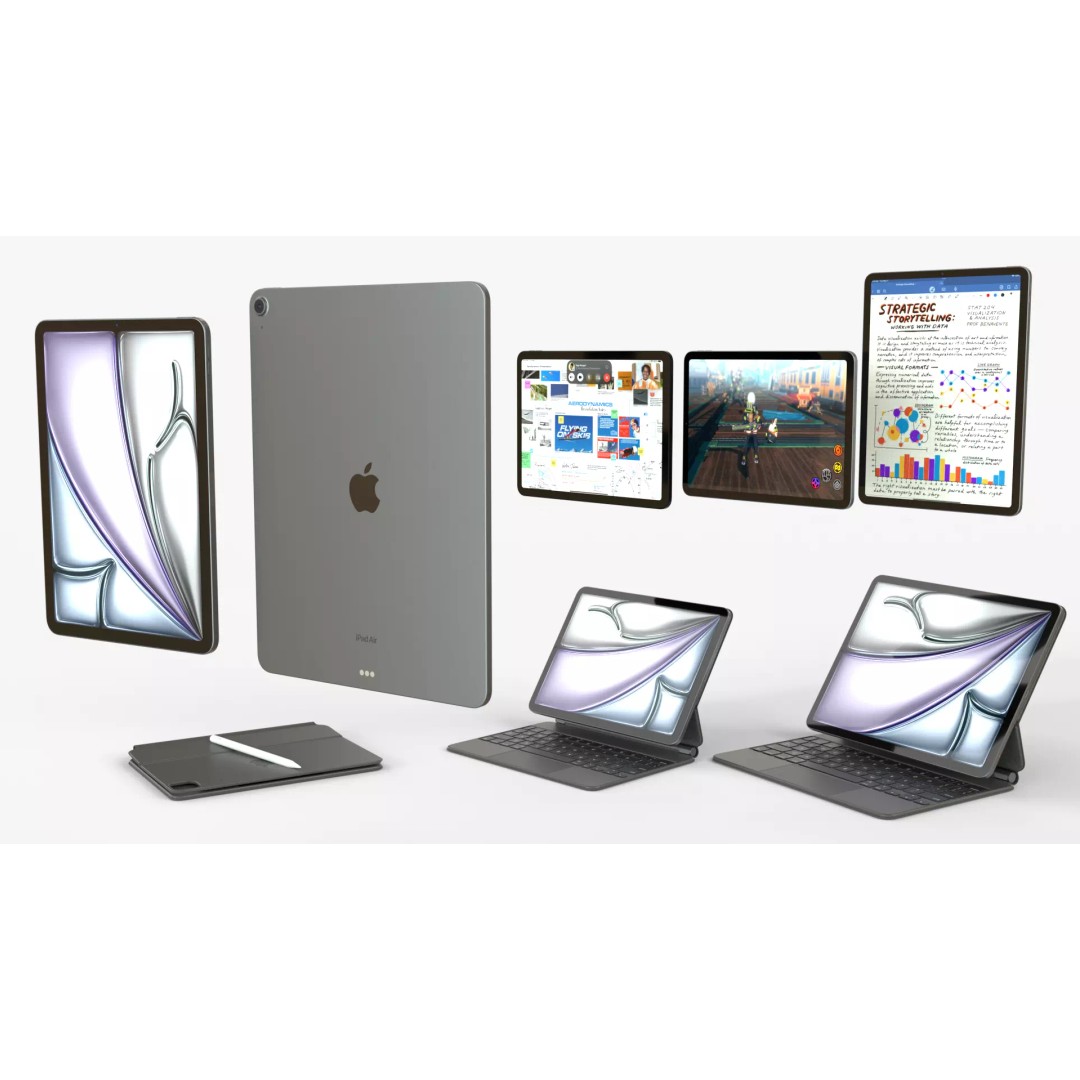 Apple iPad Air 2024 3D Model – Space Gray Collection, FBX & OBJ Formats - View 2