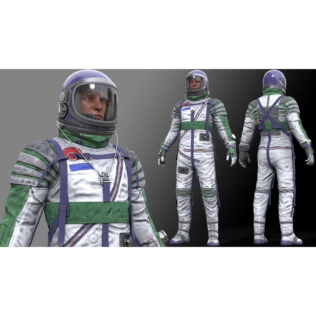 CS04 Space Suit 3D Model – Low Poly Rigged Character, FBX, PBR - View 11