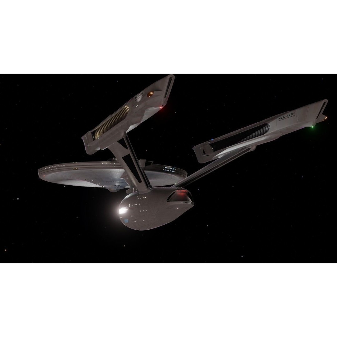 Refit Constitution Class USS Enterprise 3D Model – Low Poly Sci-Fi Spacecraft, FBX - View 4